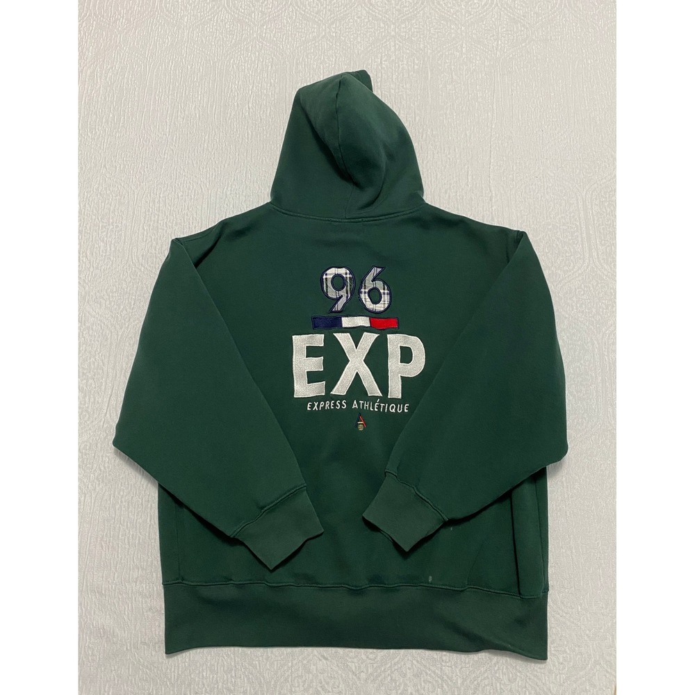 Vintage Express 96 Athletique Sweatshirt Hoodie Embroidered Size‎ S Green